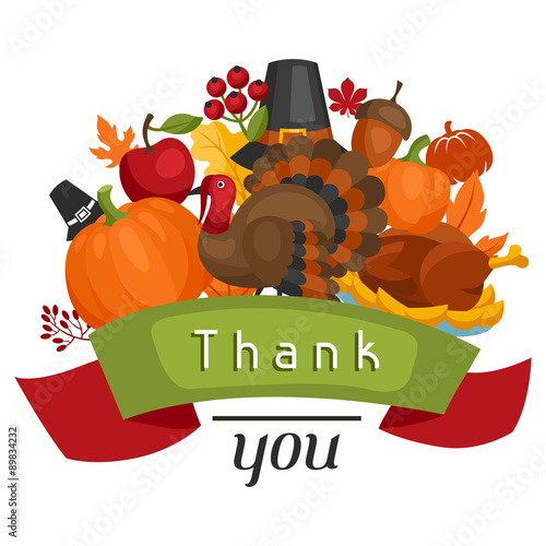 Happy Thanksgiving Day card design with holiday objects