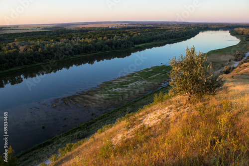 landscape in Russia: sunset on the river Don