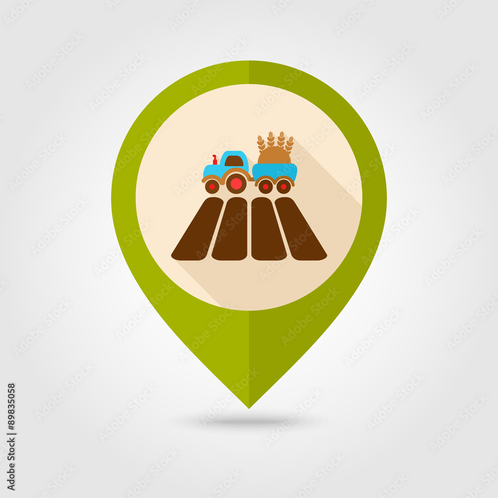 Tractor field flat mapping pin icon