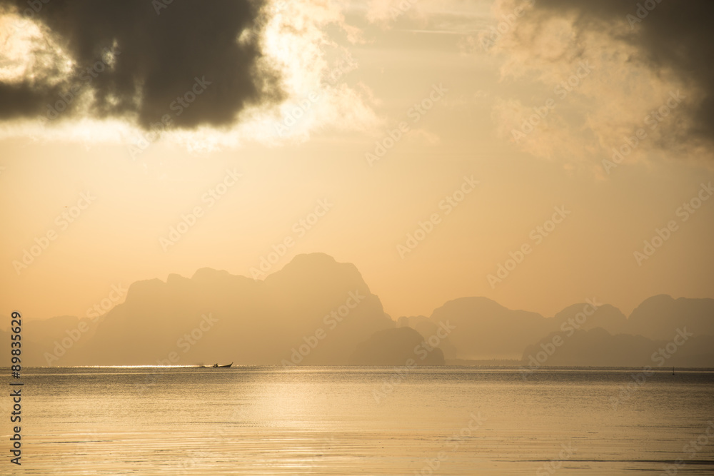 Golden sunrise in Phang Nga National Park, Thailand Golden sunrise in Phang Nga National Park, Thailand