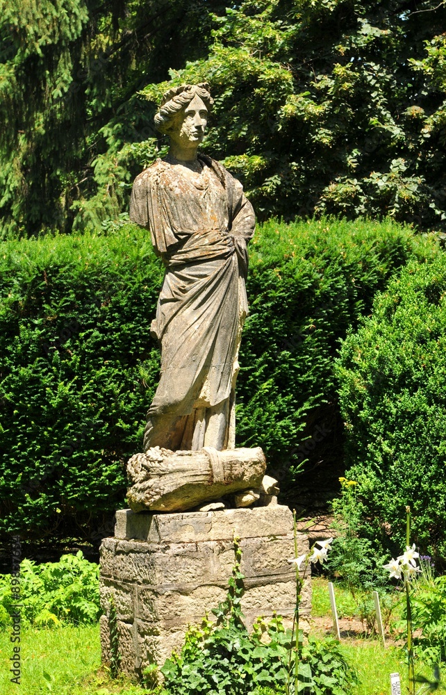Architectural detail of Roman statue in the park