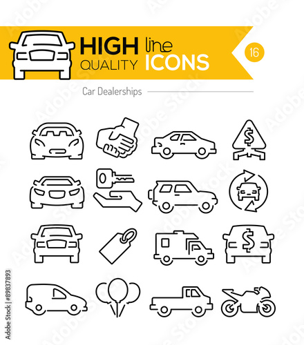 Car Dealerships line icons