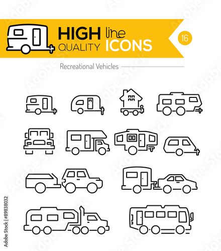 Recreational Vehicles line icons