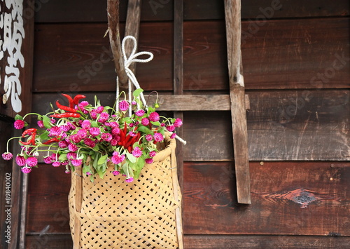 basket with flowers photo