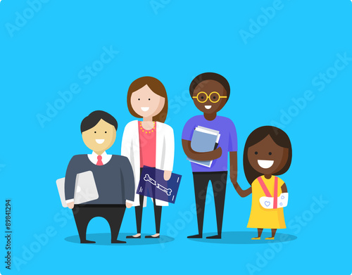 Diverse Group of doctors and patients