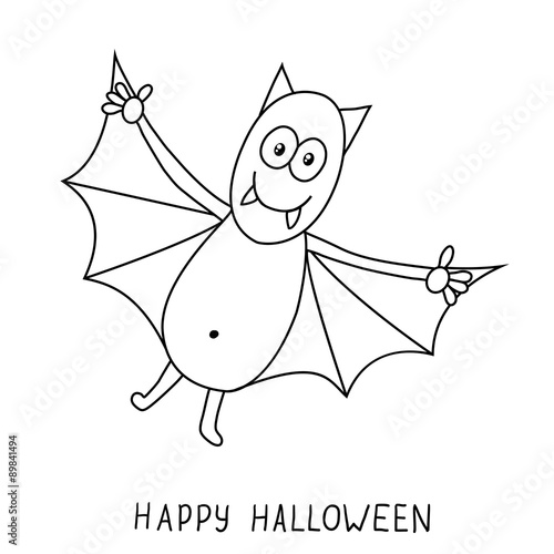 Funny cartoon bat isolated on white background