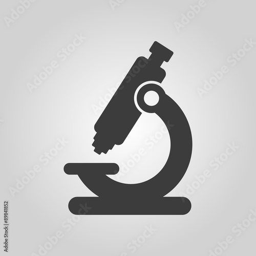 The microscope icon. Medicine and research, laboratory, science symbol. Flat