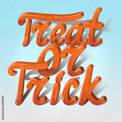 Cartoon volumetric words trick or treat  on gradient background