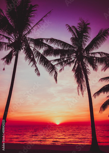 sunset tropical beach.  Beautiful sunset © EwaStudio