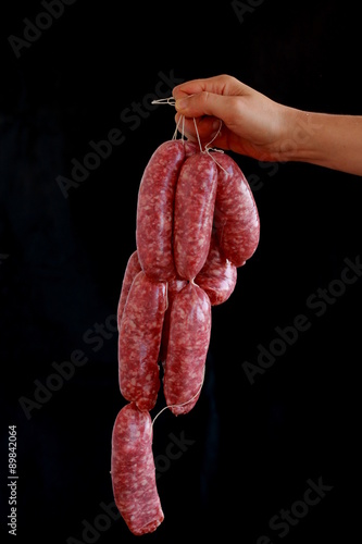 sausage on a black background