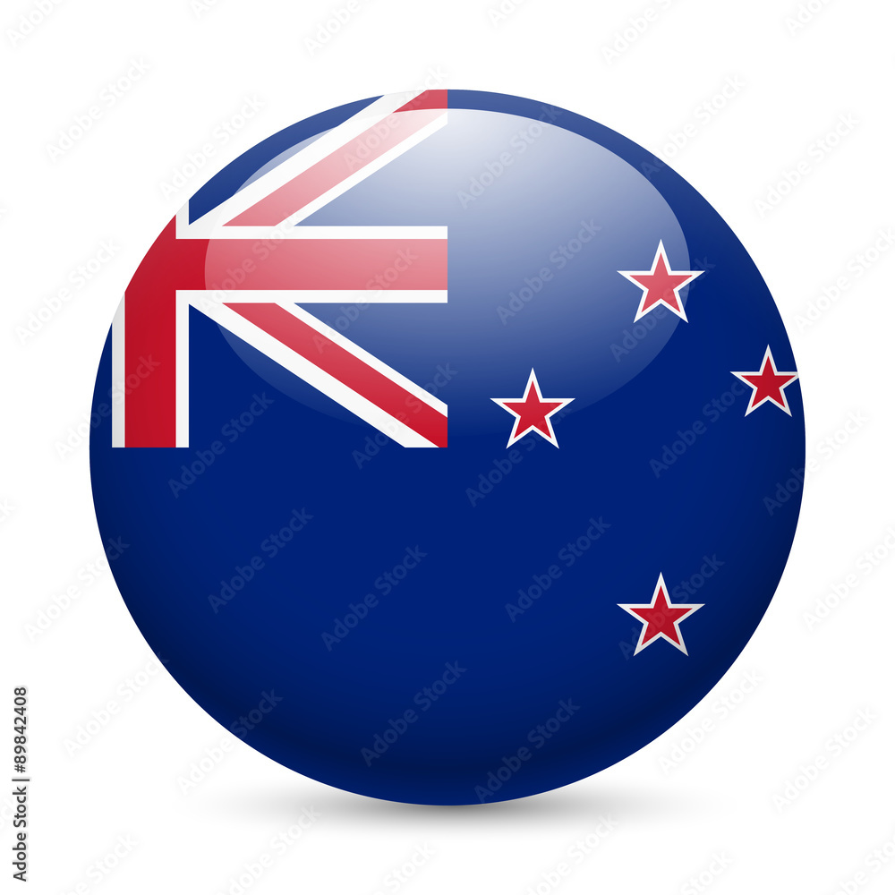 Round glossy icon of New Zealand