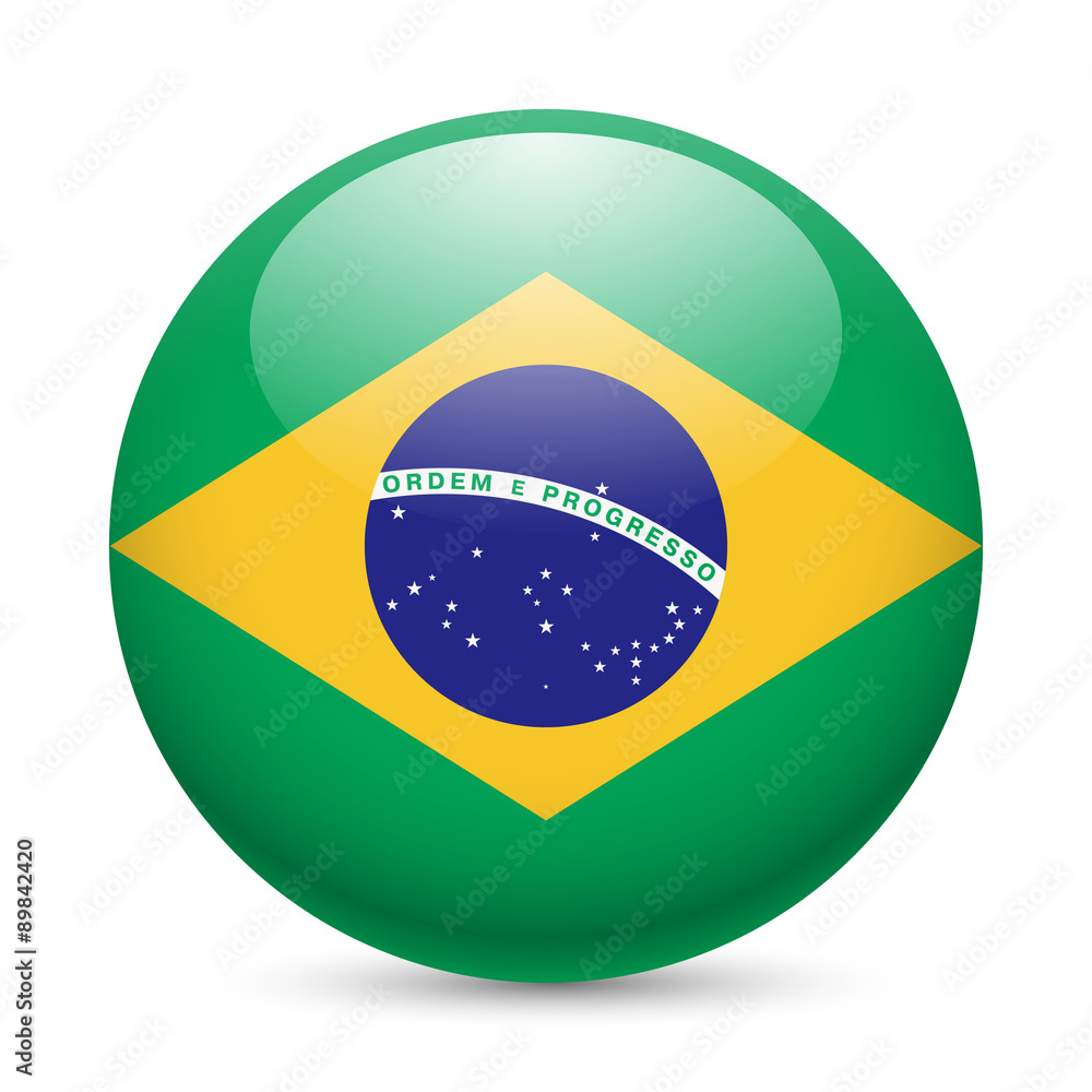 Fototapeta premium Round glossy icon of Brazil