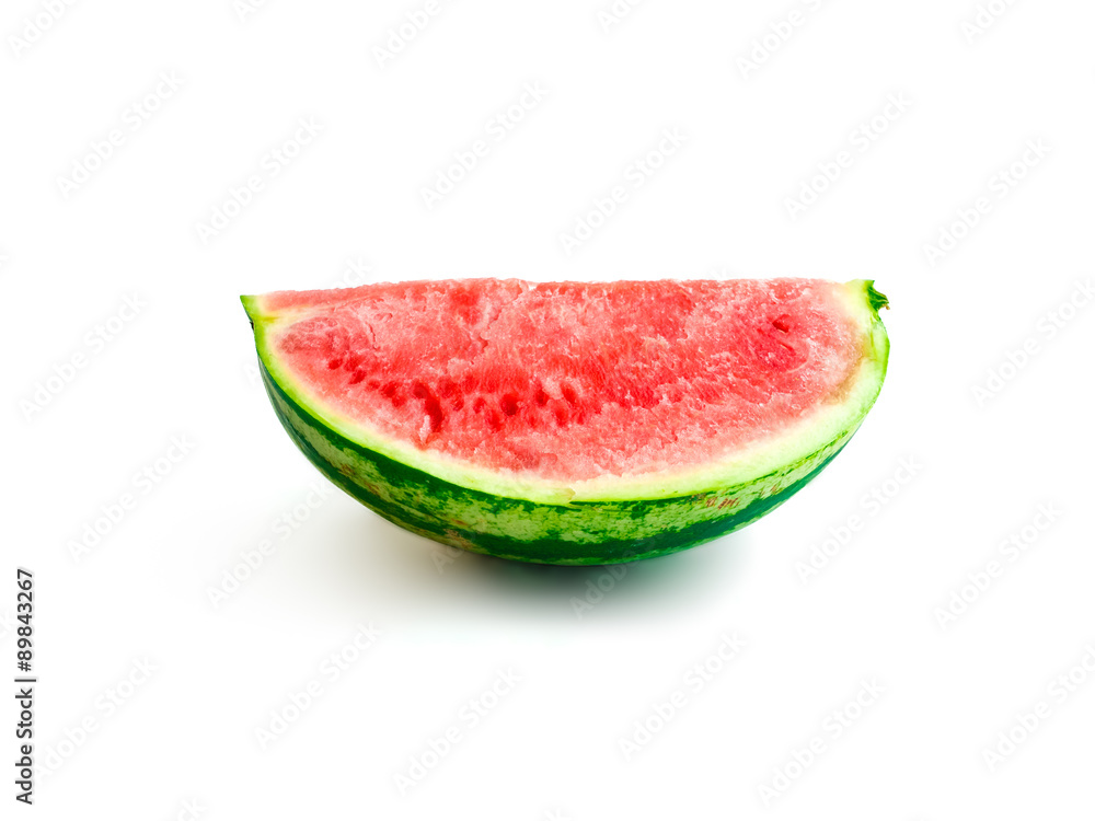 Isolated piece of watermelon without seeds, quarter sideview Isolated piece of watermelon without seeds, quarter sideview