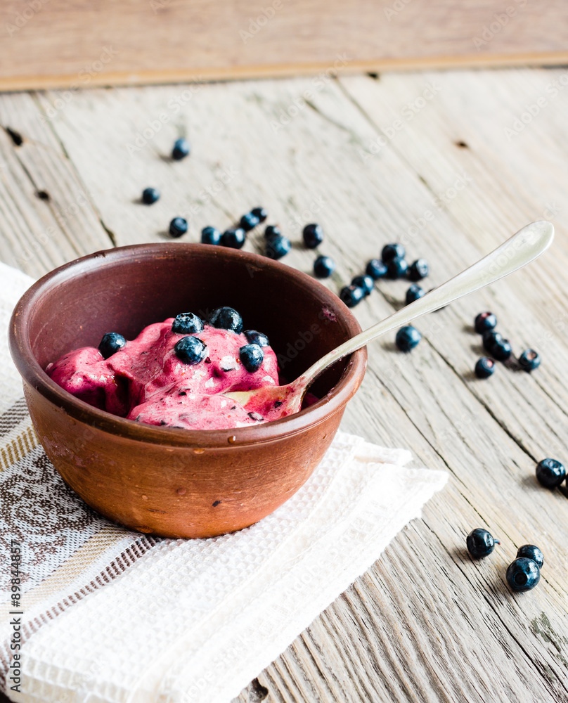banana ice cream with blueberries, healthy dessert, vegan banana ice cream with blueberries, healthy dessert, vegan
