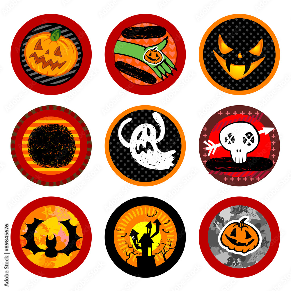 Naklejka premium Hallooween Vector drink coasters 