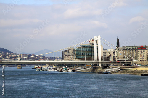 Elisabeth Bridge across the River Danube in Budapest, Hungary