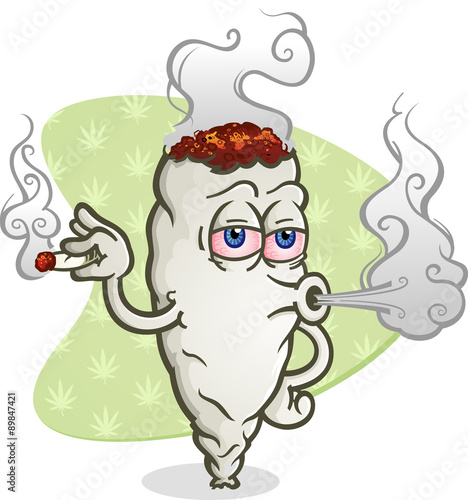Marijuana Blowing Smoke Cartoon Character