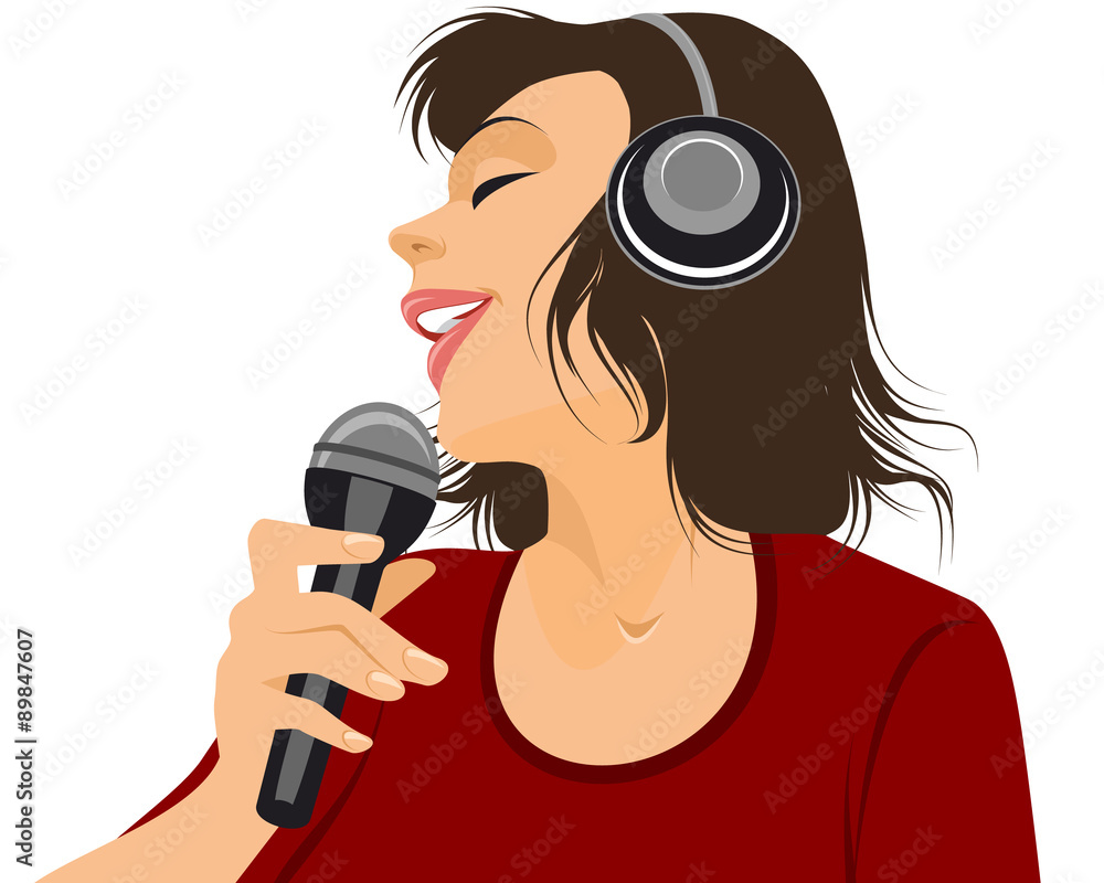 Obraz premium Singer with microphone