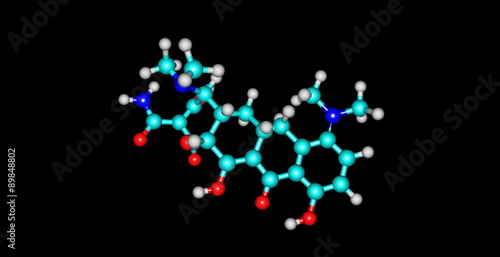 Minocycline molecule isolated on black