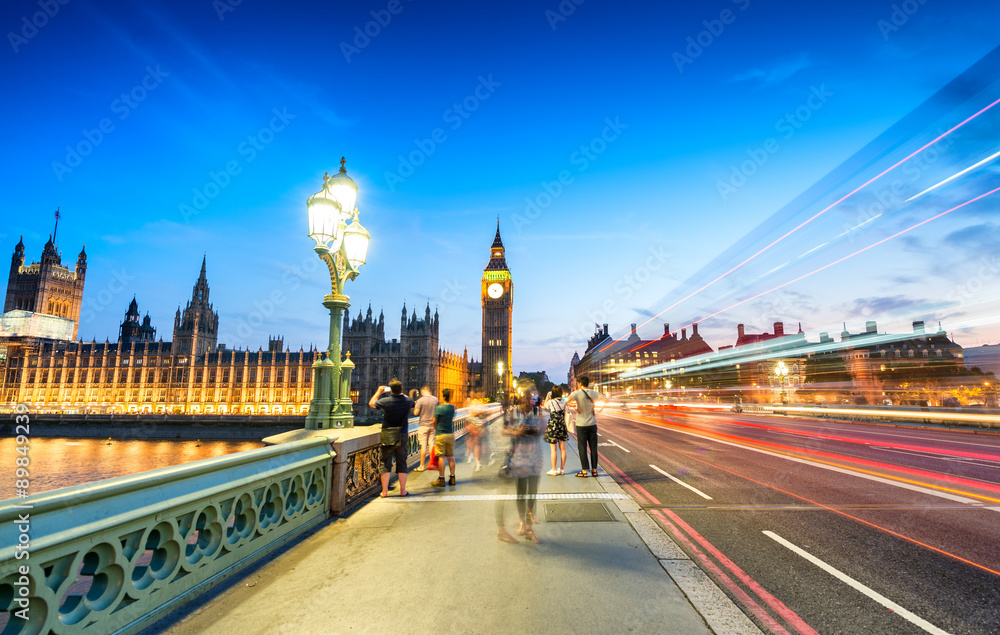 Westminster at night. London city lights