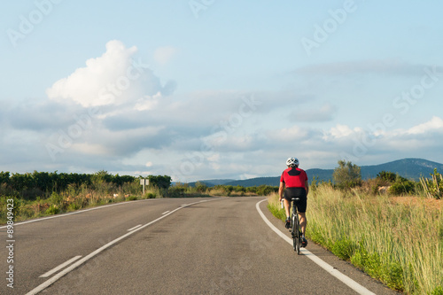 cyclist in seen highway of car