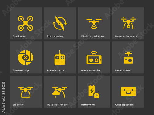 Quadrotor with remote control icons.
