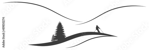 Panorama Berglandschaft mit Skifahrer im Winter