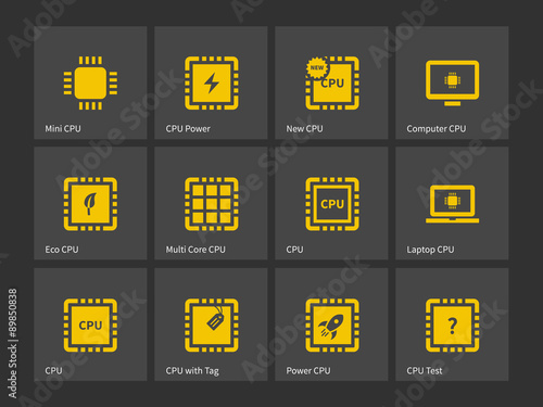 CPU, Central Processing Unit icons.