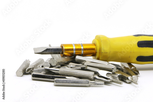yellow screwdriver with isolate background