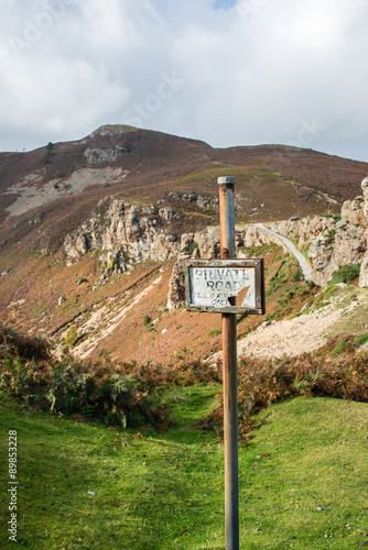 A private road sign on a footpath near Mount Snowdon photo