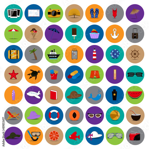 Summer Flat Icons Set: Vector Illustration, Graphic Design