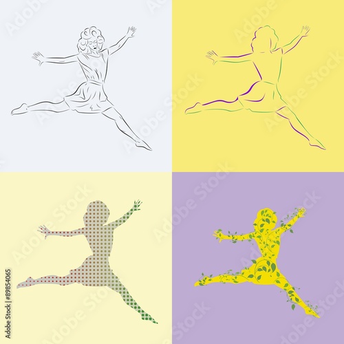 silhouette icon spring girls