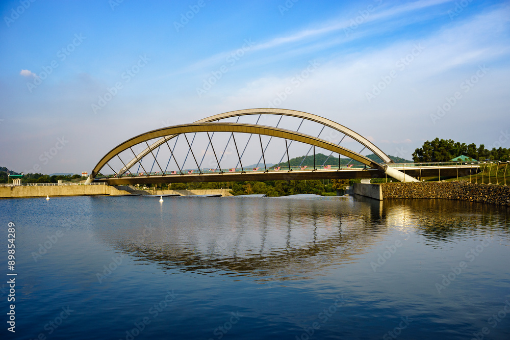 Modern architecture design of a pedestrian bridge in Putrajaya, Malaysia