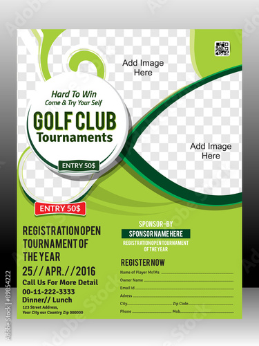 golf tournament flyer template design illustration