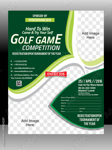 golf tournament flyer template & magazine design illustration