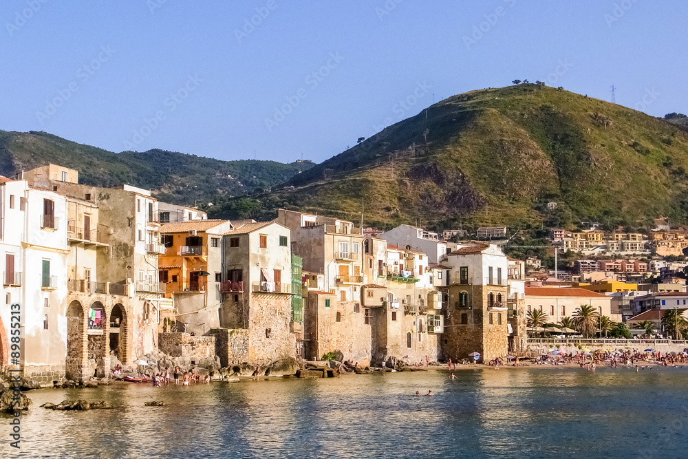 Skyline of Cefalù, touristic village in the northern coast of Sicily