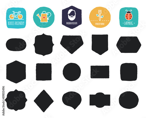 Hand Drawn Vintage Shapes and Frames with Rough Edges
