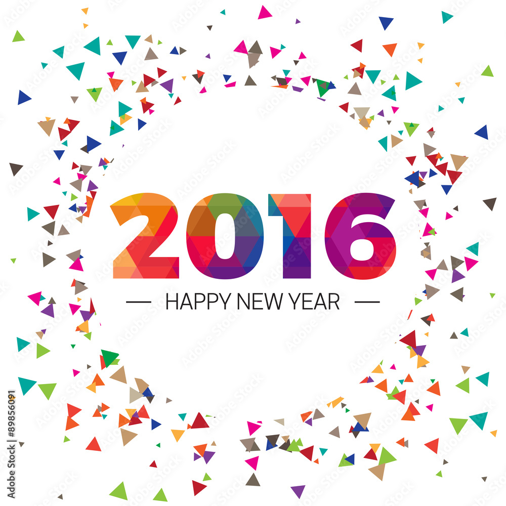 Happy new year 2016 paper text triangalur scatter Design Happy new year 2016 paper text triangalur scatter Design