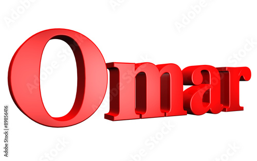 3D Omar text on white background