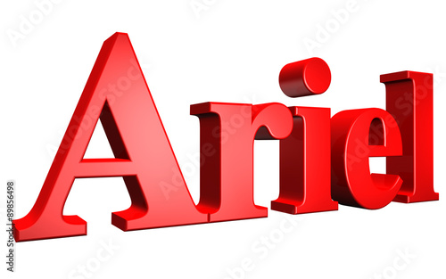 3D Ariel text on white background