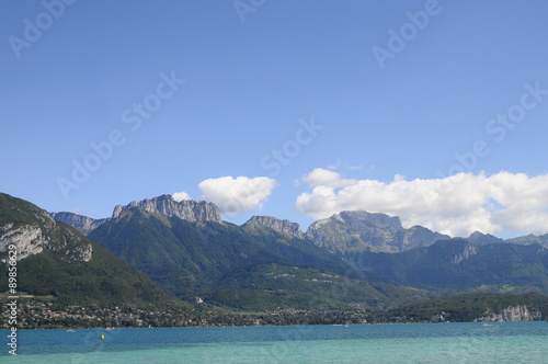 Lake of Annecy and Forclaz mountain, in france © fullempty