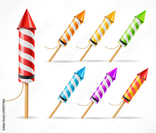Fireworks rocket set. Vector