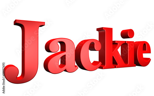 3D Jackie text on white background photo