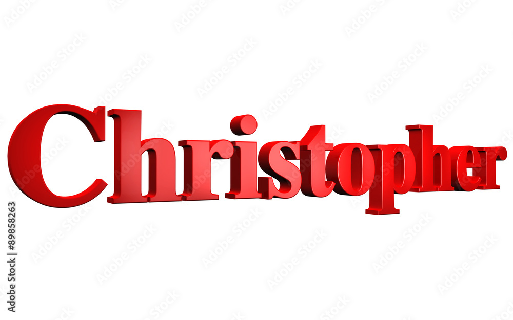 3D Christopher text on white background