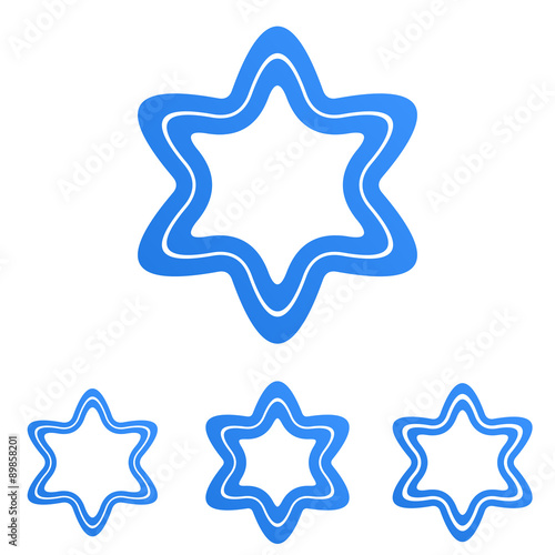 Blue line star logo design set