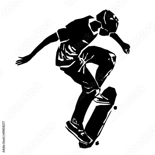 skateboarder jumping, grunge illustration