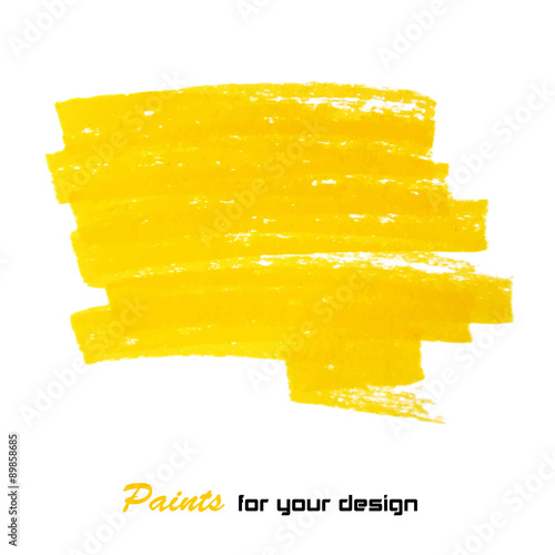 Bright yellow vector brush stroke hand painted