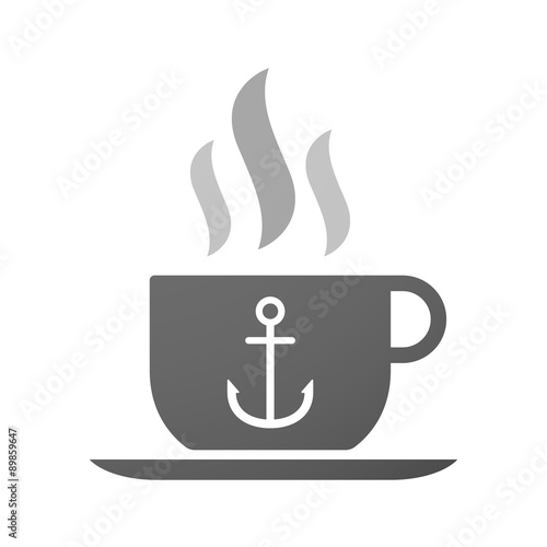Cup of coffee icon  with an anchor