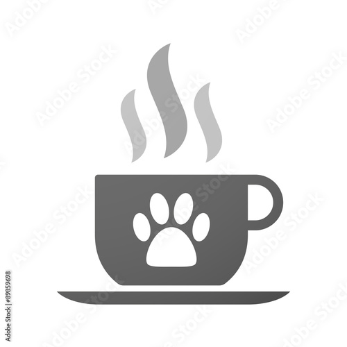 Cup of coffee icon  with an animal footprint