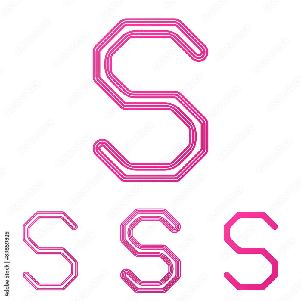 Pink line s logo design set Pink line s logo design set